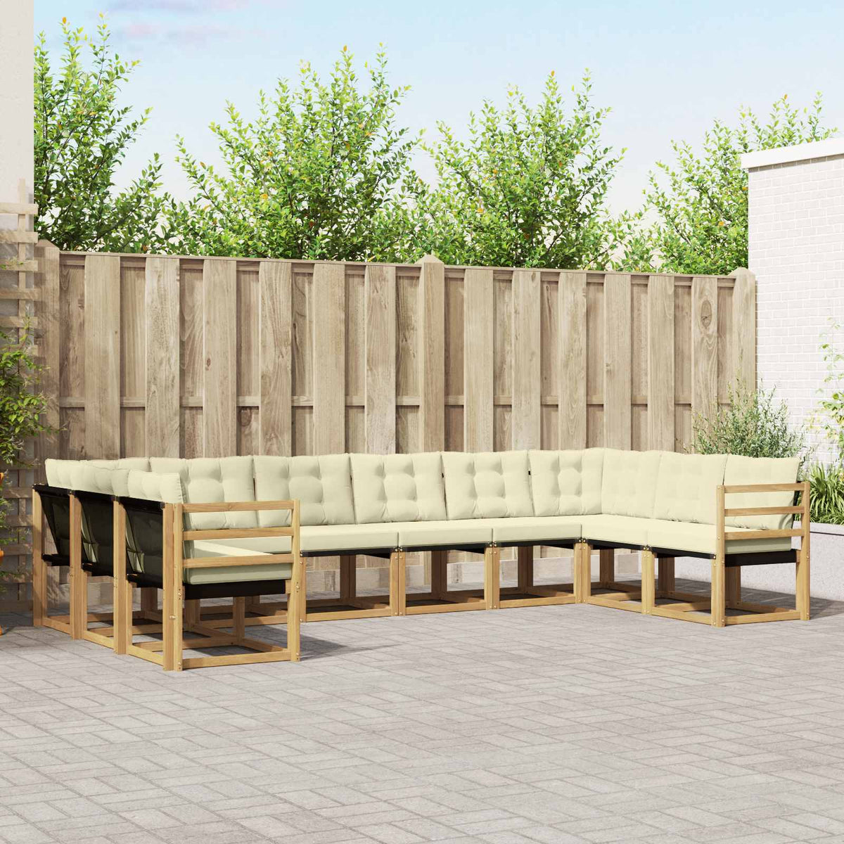 Set vanjskih sofa 10 kom. Smeđa 363 x 187,5 x 73 cm