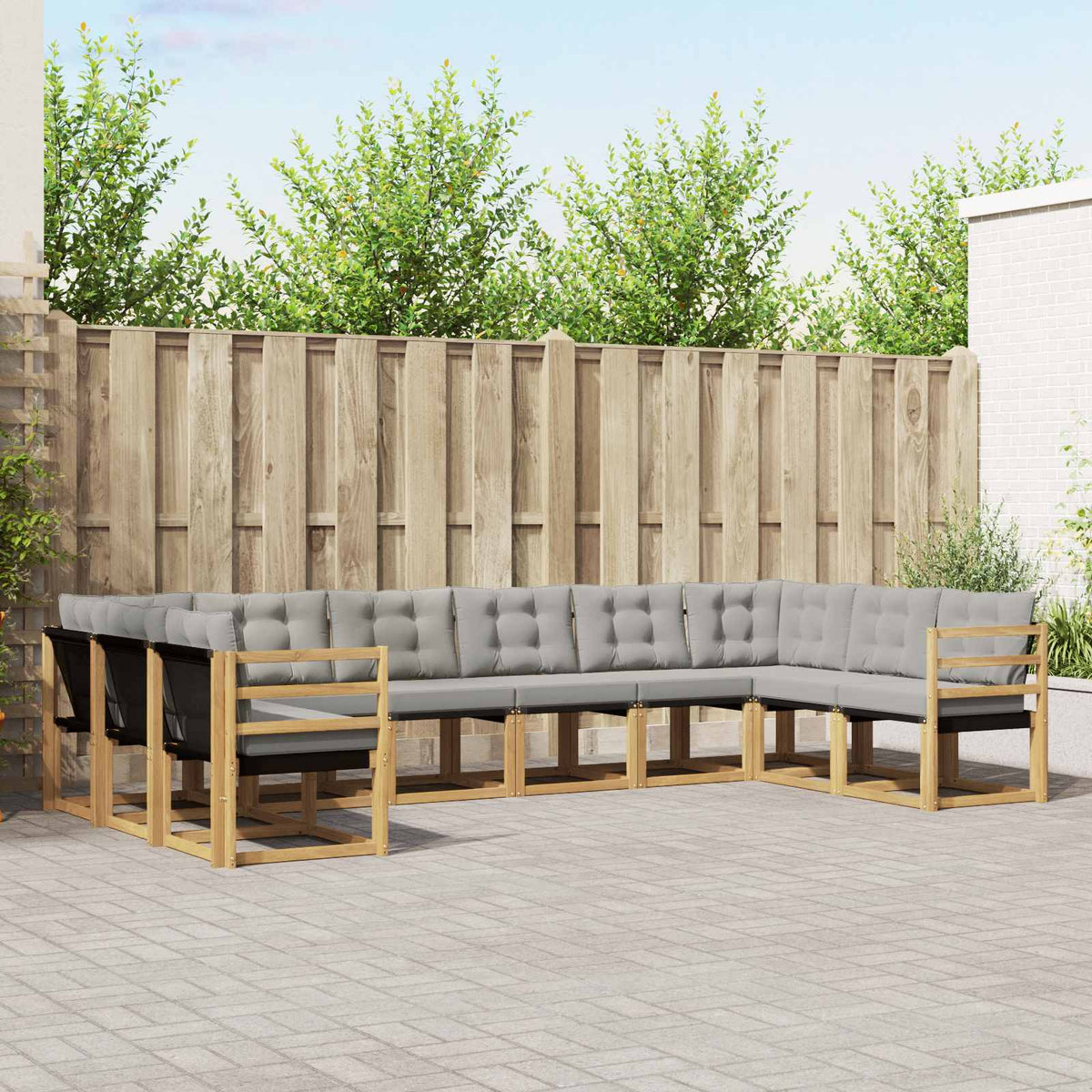 Set vanjskih sofa s jastukom 10 pcs Bijela i svjetlosiva