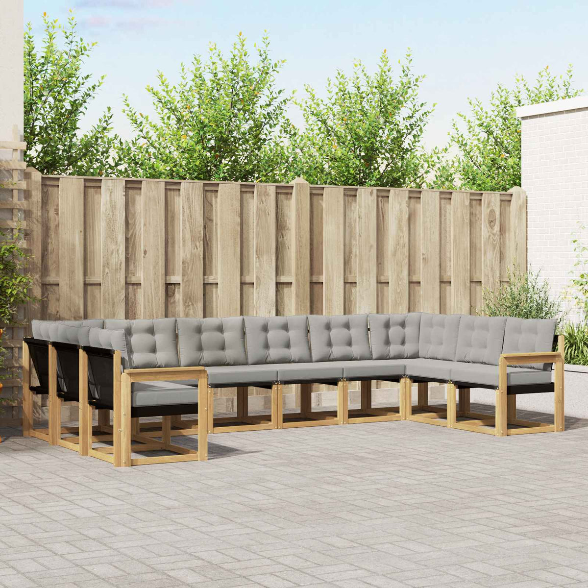 Set vanjskih sofa s jastukom 10 pcs Bijela i svjetlosiva