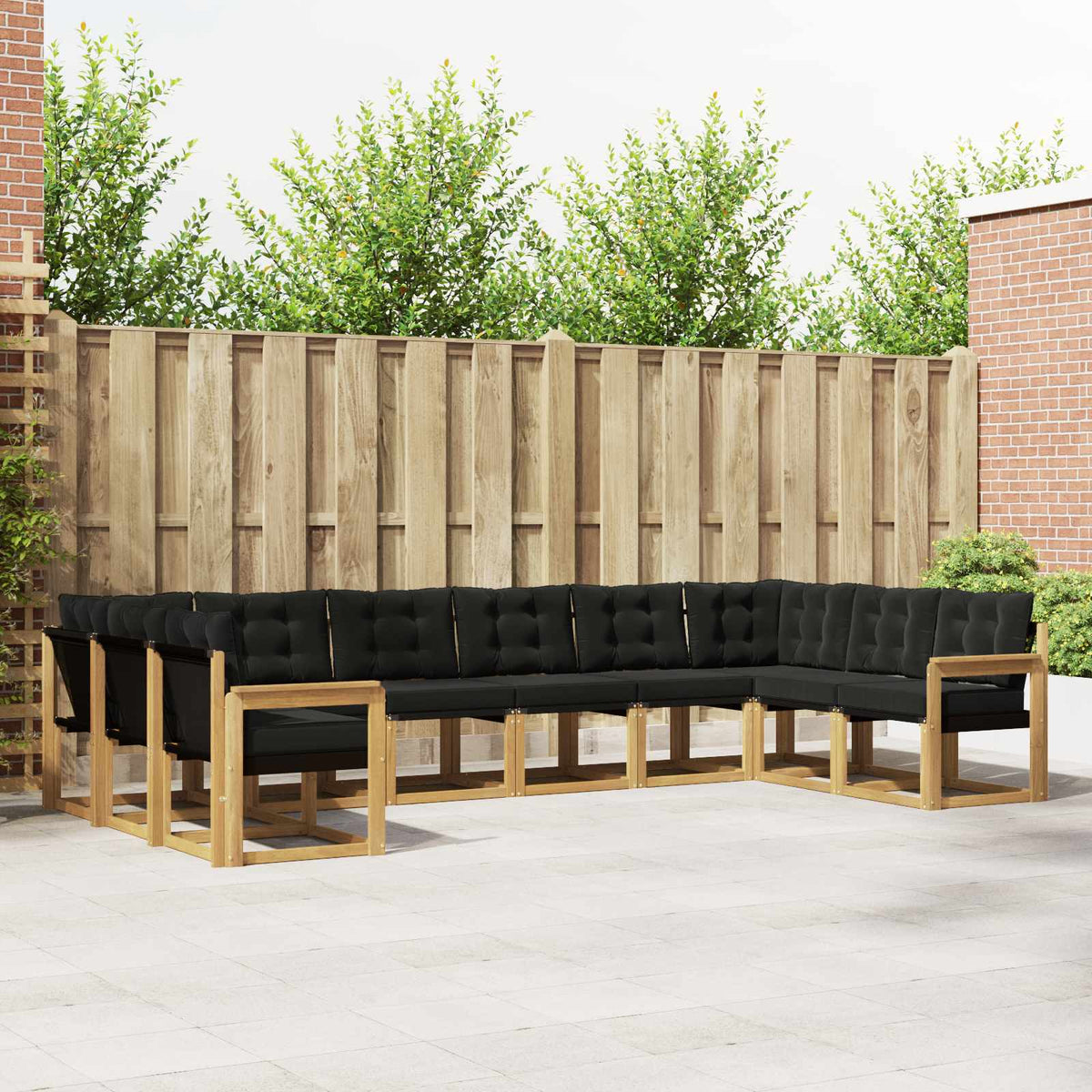 Set vanjskih sofa 10 kom. Smeđa 363 x 187,5 x 73 cm