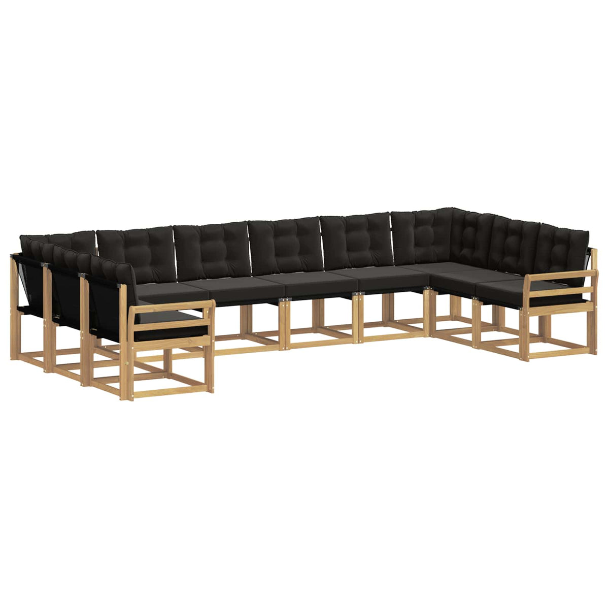 Set vanjskih sofa s jastukom 10 pcs Bijela i crna