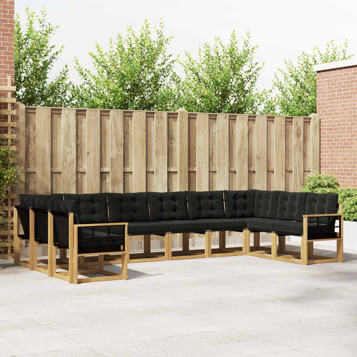 Set vanjskih sofa 10 kom. Smeđa 363 x 187,5 x 73 cm