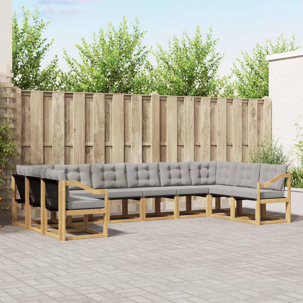 Set vanjskih sofa 10 kom. Smeđa 363 x 187,5 x 73 cm