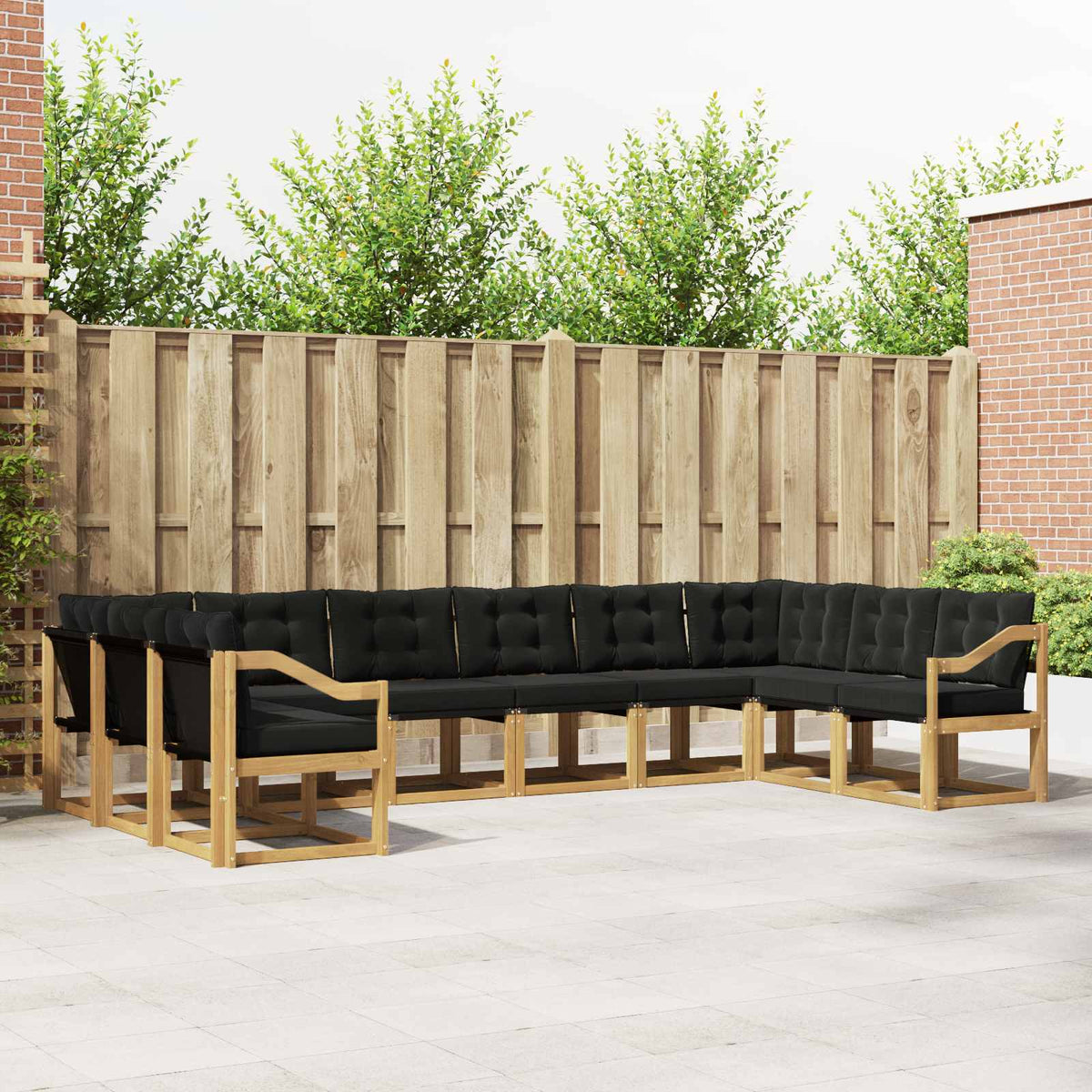 Set vanjskih sofa s jastukom 10 pcs Bijela i crna