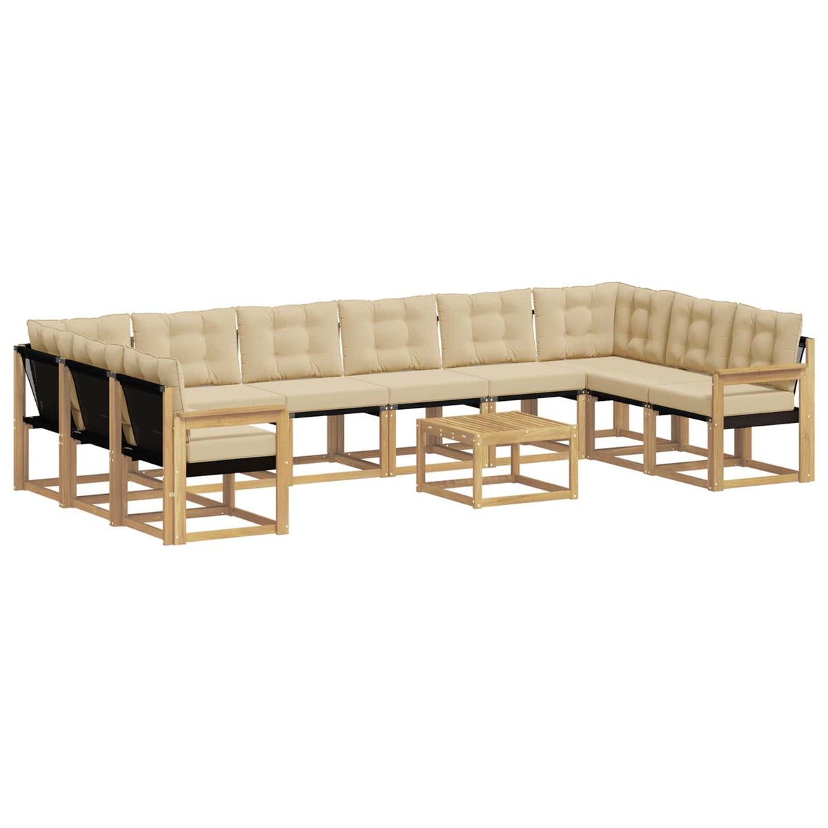 Set vanjskih sofa s jastukom 11 pcs Bijela i bež