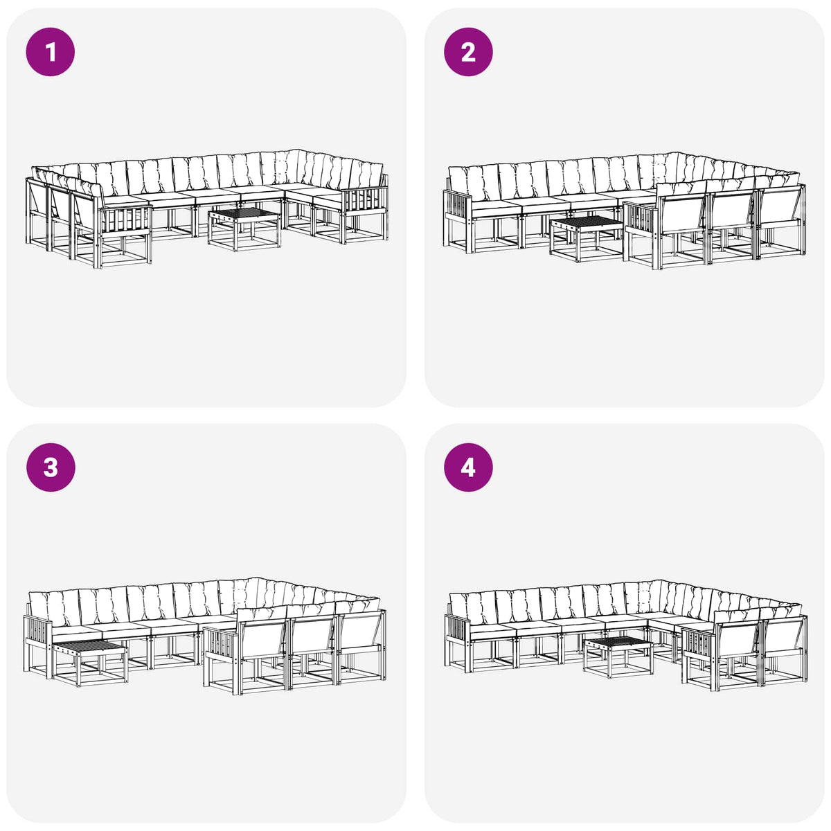 Set vanjskih sofa s jastukom 11 pcs Bijela i bež