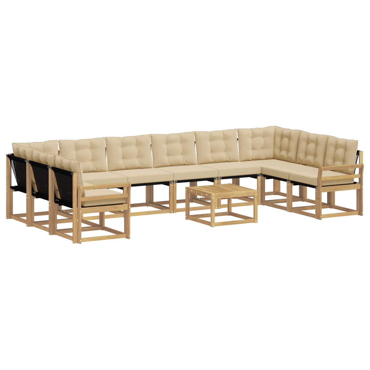 Set vanjskih sofa s jastukom 11 pcs Bijela i bež