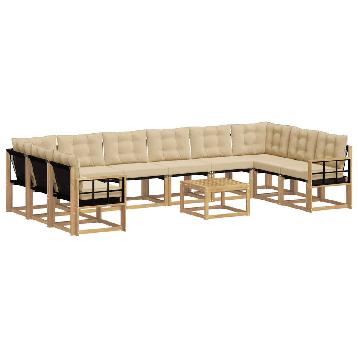 Set vanjskih sofa s jastukom 11 pcs Bijela i bež