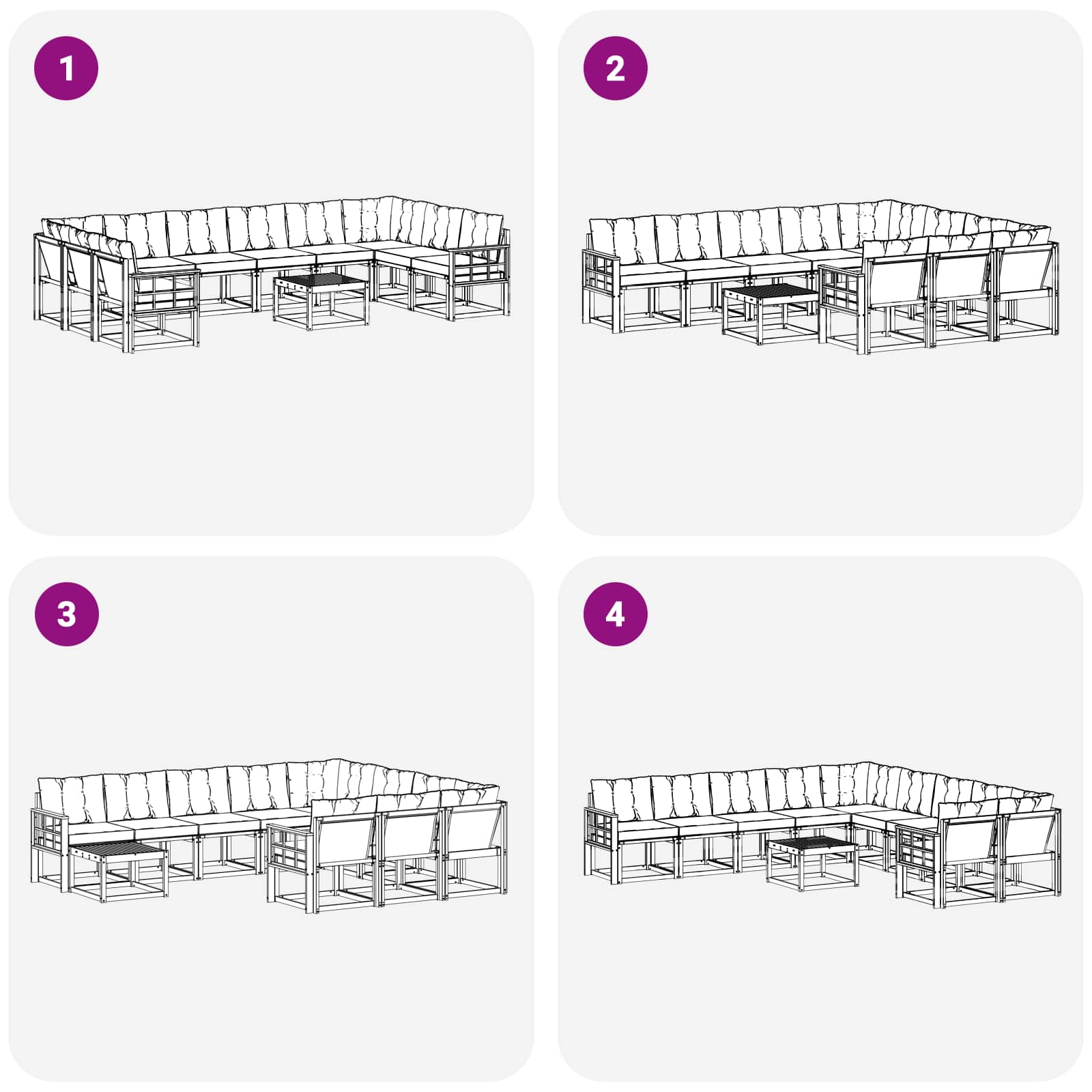Set vanjskih sofa s jastukom 11 pcs Bijela i bež
