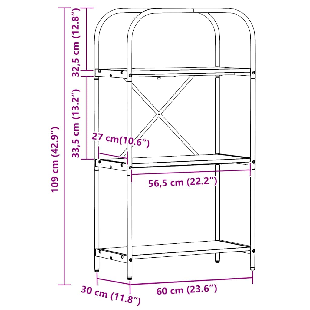 Polica 3 razina 60 x 30 x 109 cm Konstruirano drvo