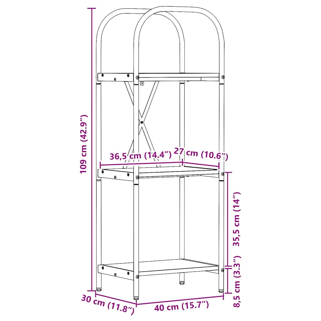 Polica Crni hrast 40 x 30 x 109 cm Konstruirano drvo