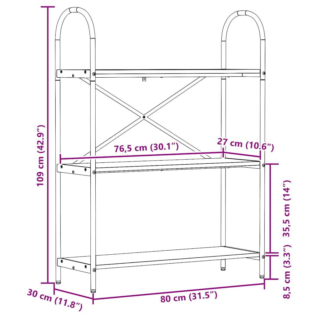 Polica Dimljeni hrast 80 x 30 x 109 cm Konstruirano drvo