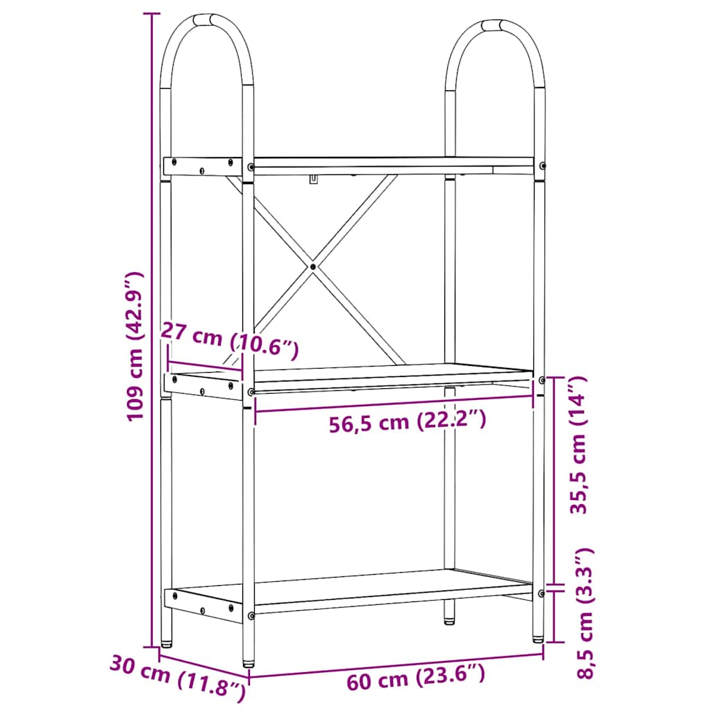 Polica Crni hrast 60 x 30 x 109 cm Konstruirano drvo