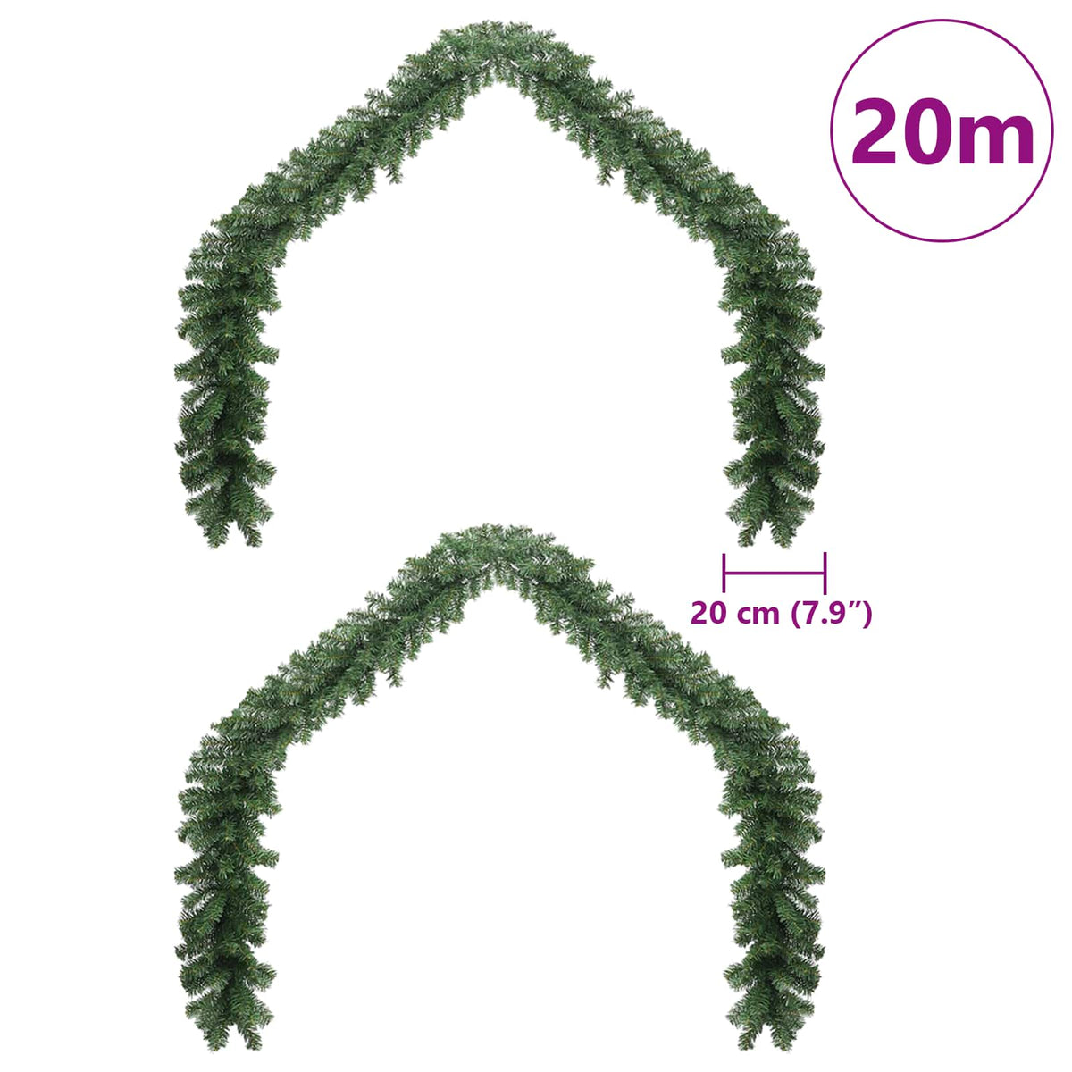 Božićni vijenci 2 pcs Zelena 20 m PVC