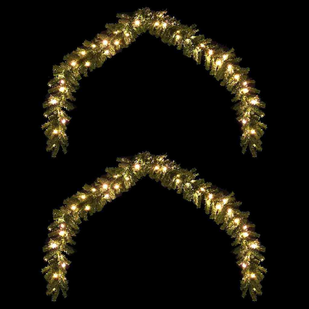 Božićni vijenci s 600 LED svjetlima 2 pcs Zelena PVC
