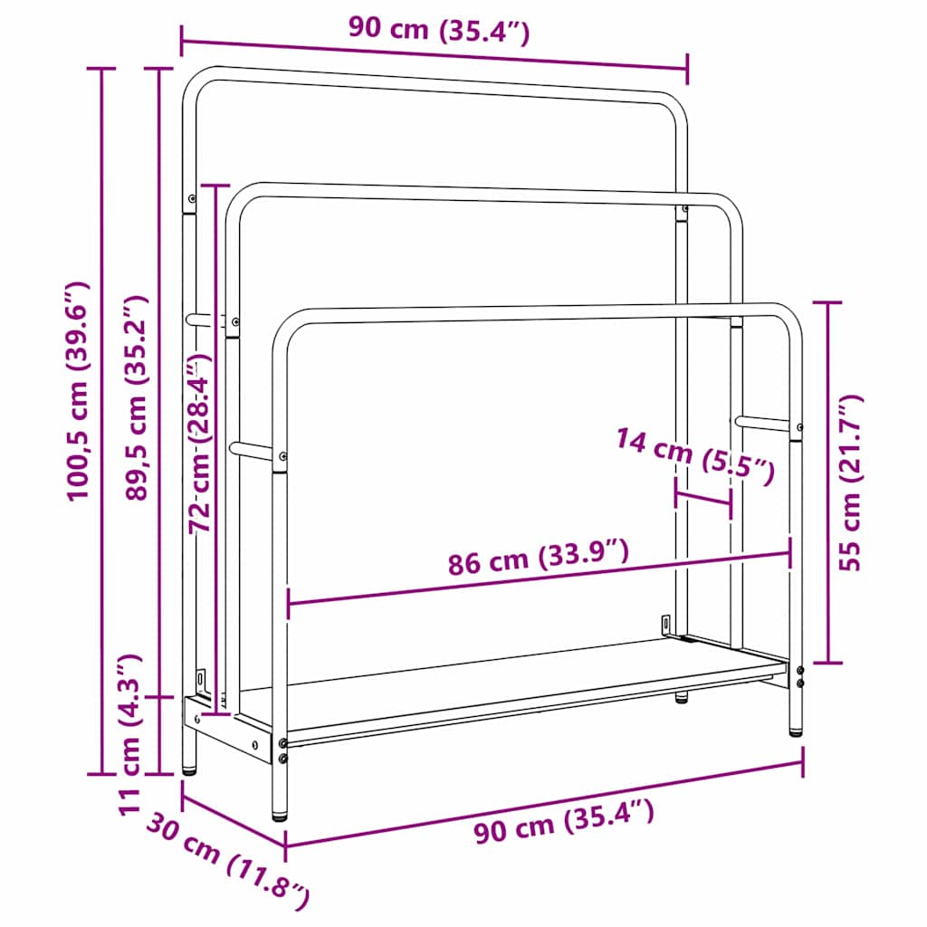 Stalak za odjeću s policom Staro drvo 90 x 30 x 100,5 cm