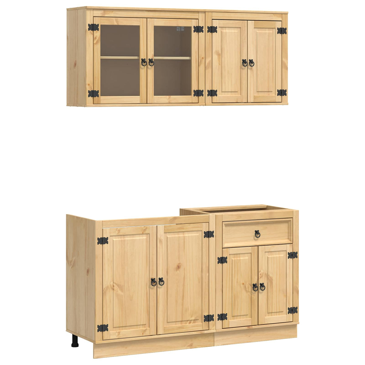 Cabinet s policom SKI 4 pcs Medeno Smeđa Čvrsto borovo drvo