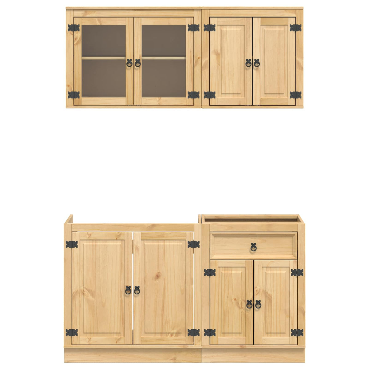 Cabinet s policom SKI 4 pcs Medeno Smeđa Čvrsto borovo drvo