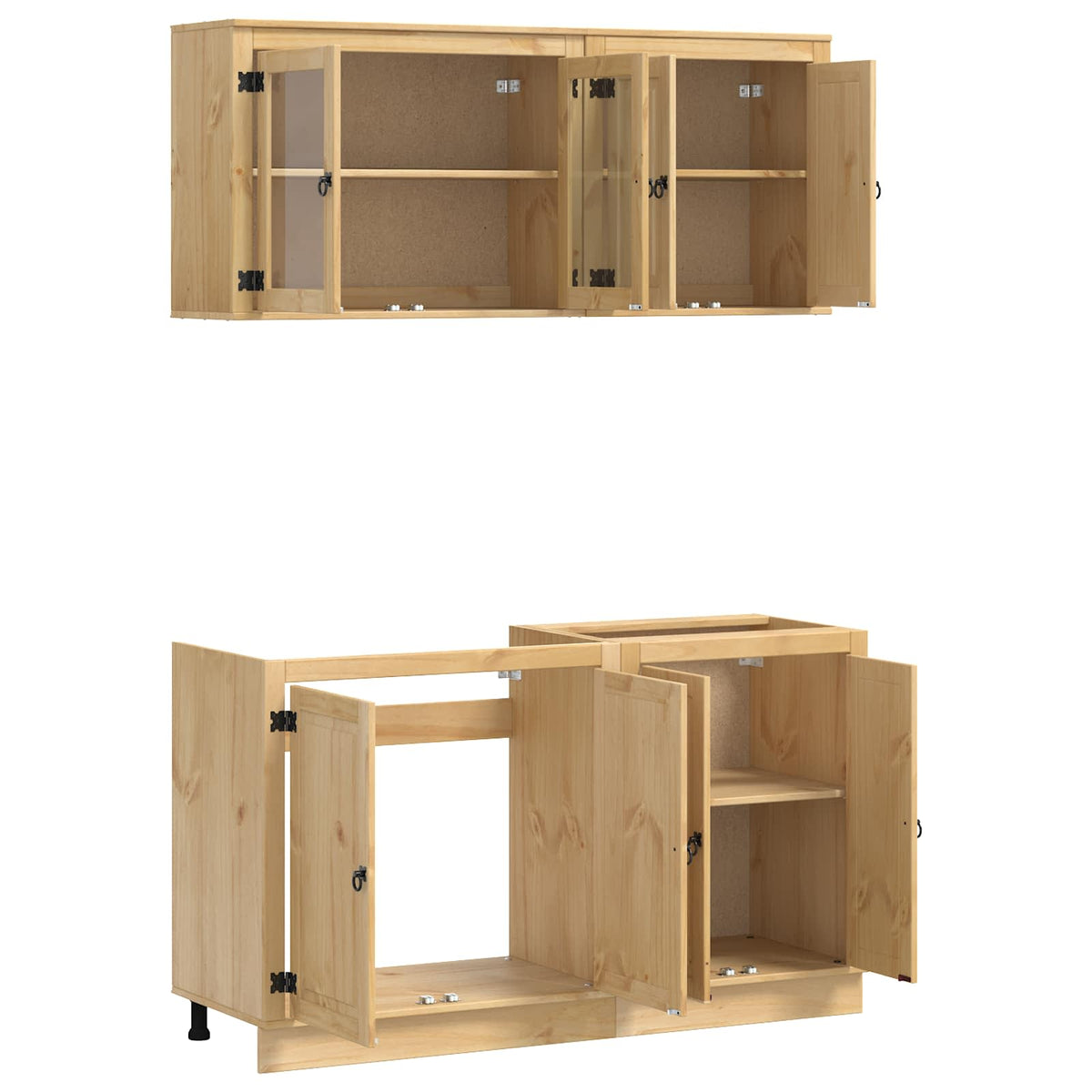 Cabinet s policom SKI 4 pcs Medeno Smeđa Čvrsto borovo drvo