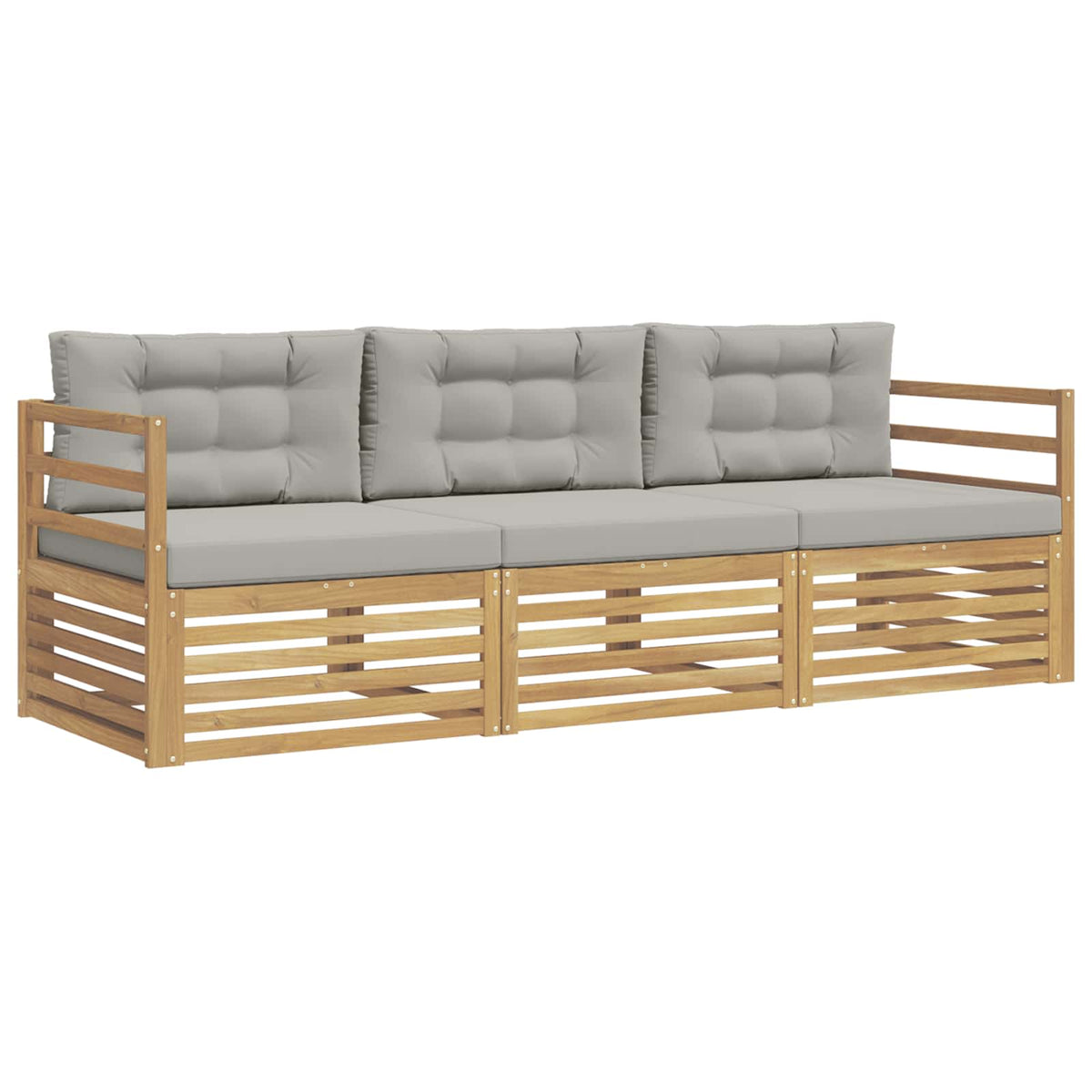 Set vanjskih sofa 3 kom. Bijela i svjetlosiva Poliester