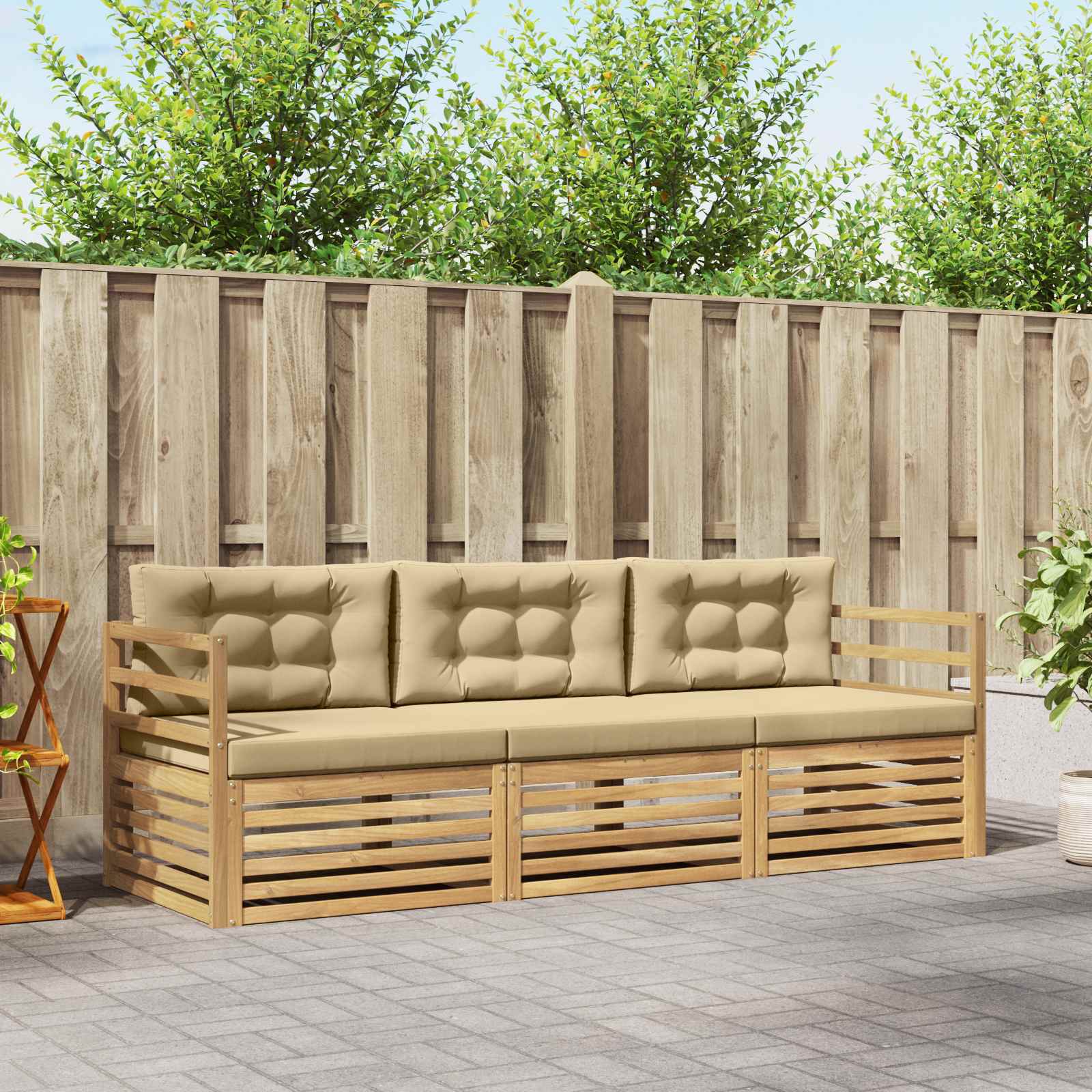 Set vanjskih sofa 3 kom. Bijela i bež Poliester
