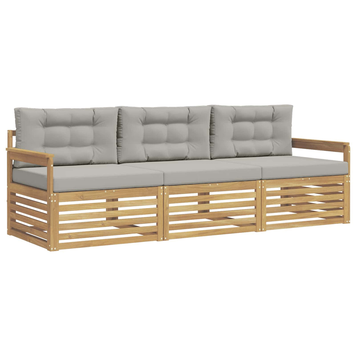 Set vanjskih sofa 3 kom. Bijela i svjetlosiva Poliester