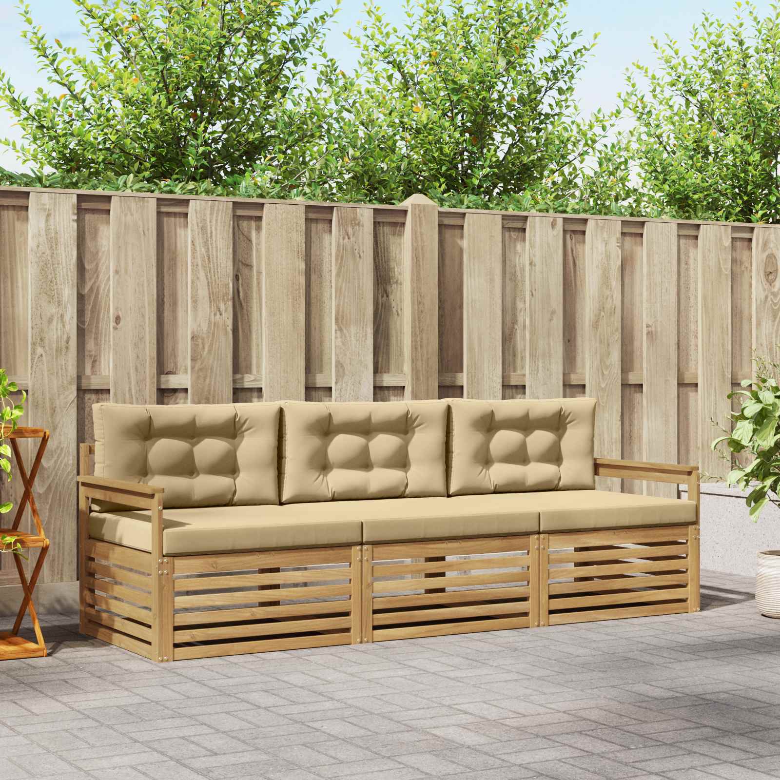 Set vanjskih sofa 3 kom. Bijela i bež Poliester
