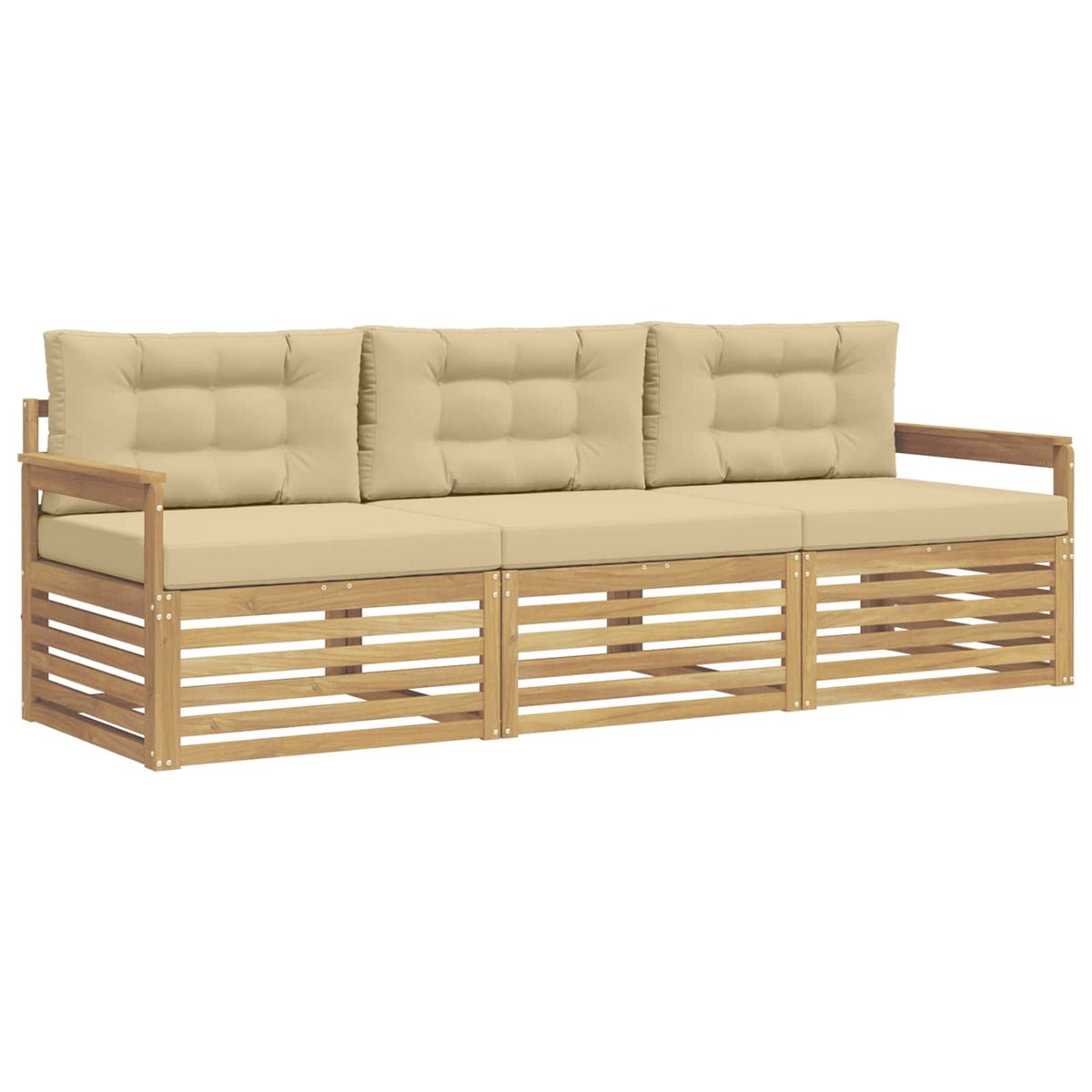 Set vanjskih sofa 3 kom. Bijela i bež Poliester
