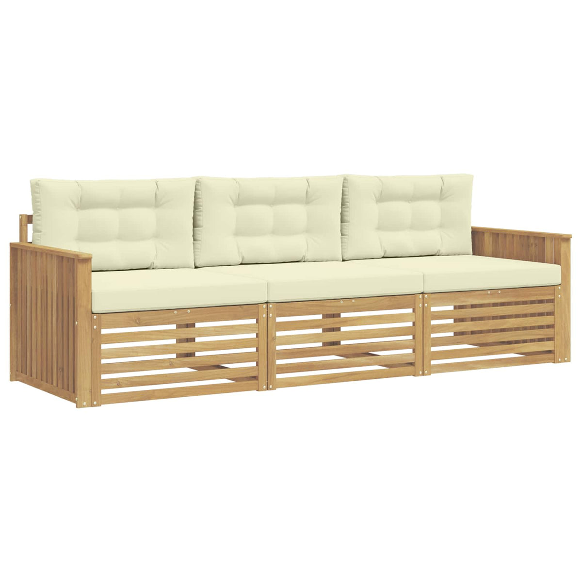 Set vanjskih sofa 3 kom. Bijela i krem Čvrsto drvo akacije