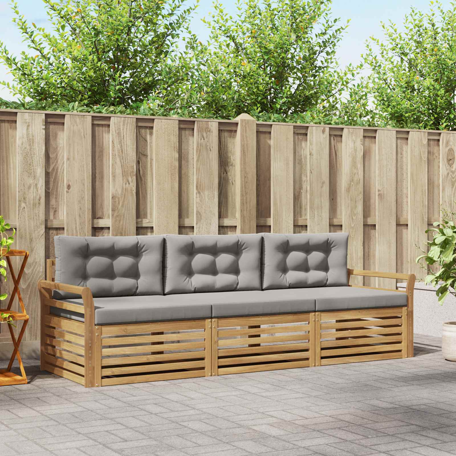 Set vanjskih sofa 3 kom. Bijela i svjetlosiva