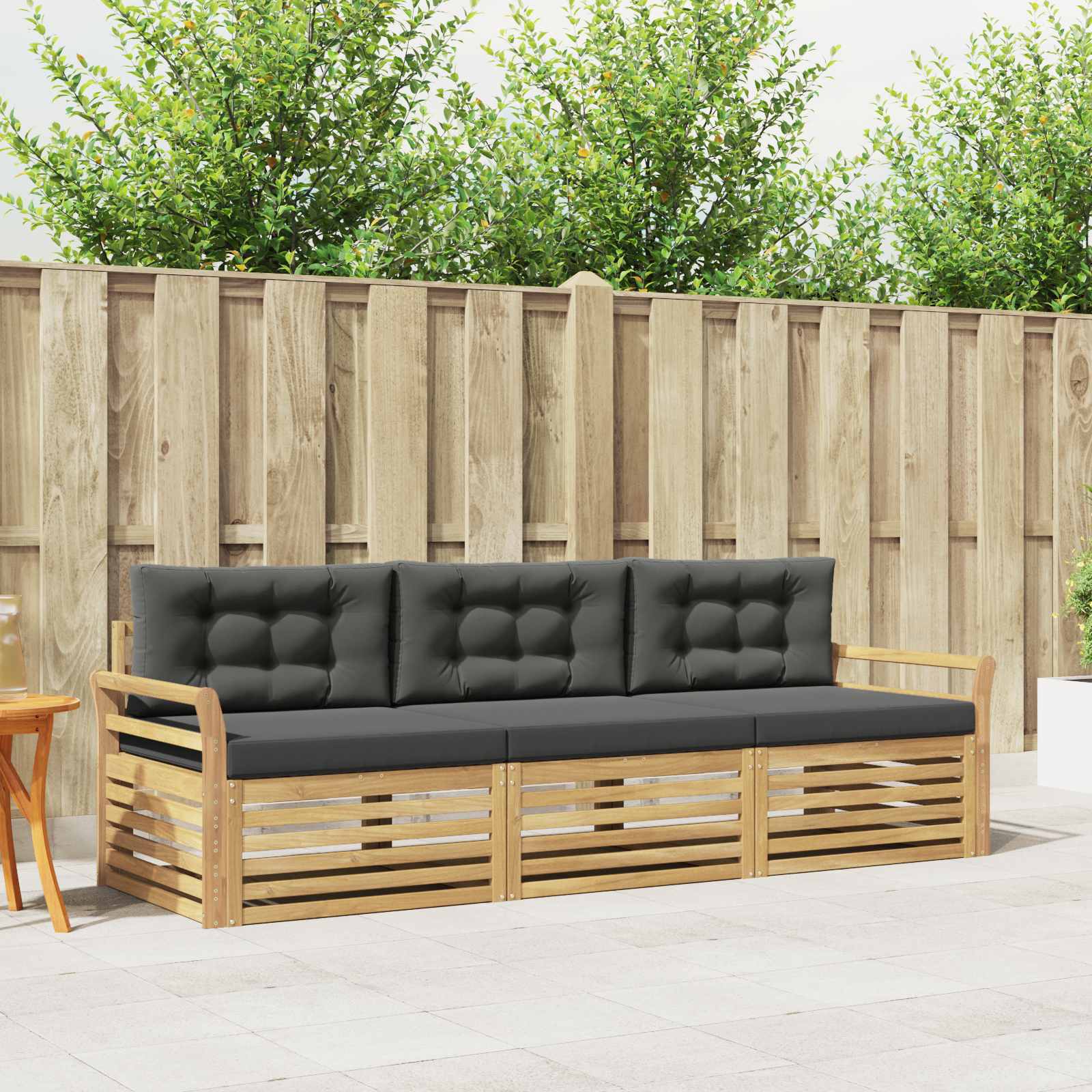 Set vanjskih sofa 3 kom. Bijela i antracit Čvrsto drvo akacije