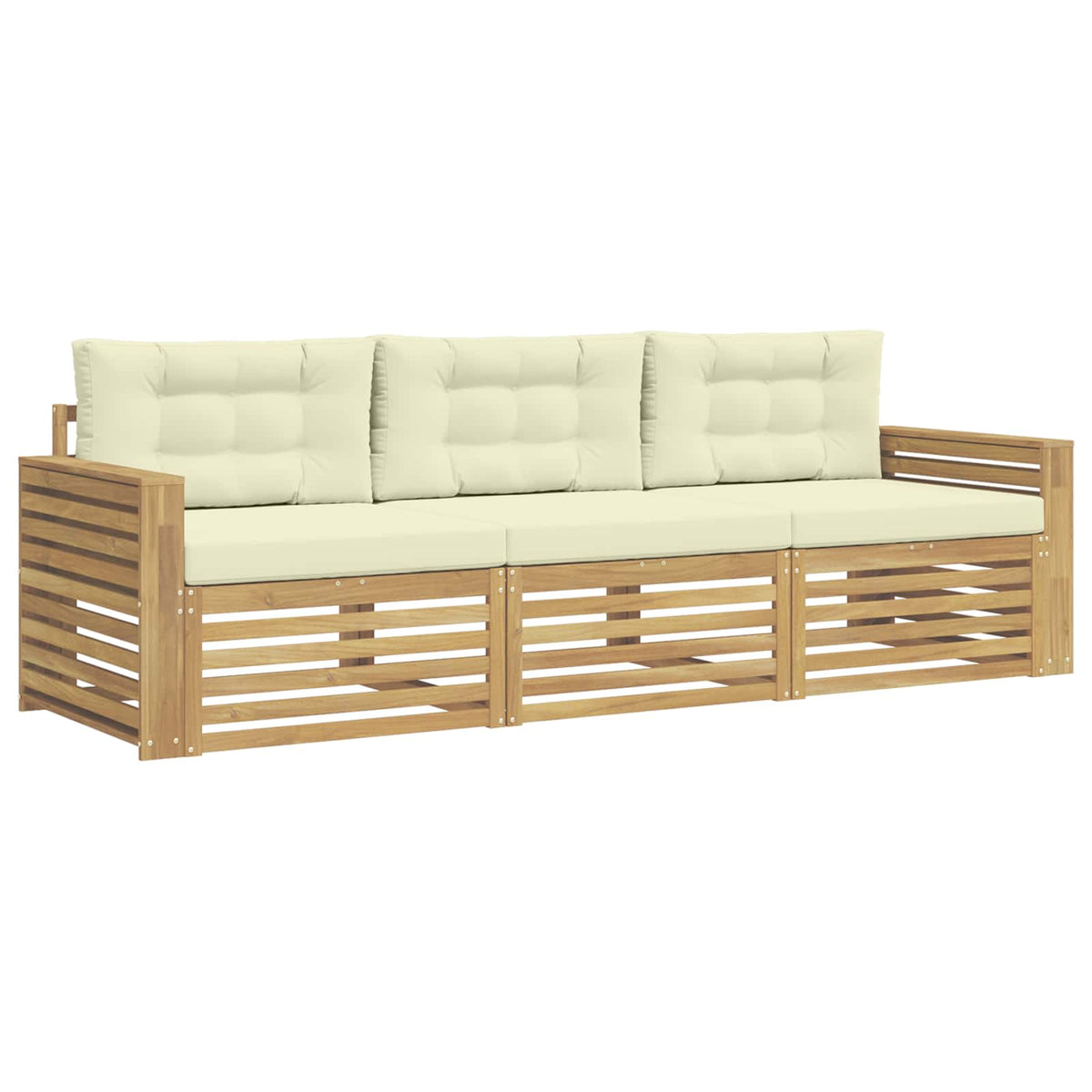 Set vanjskih sofa 3 kom. Bijela i krem Čvrsto drvo akacije