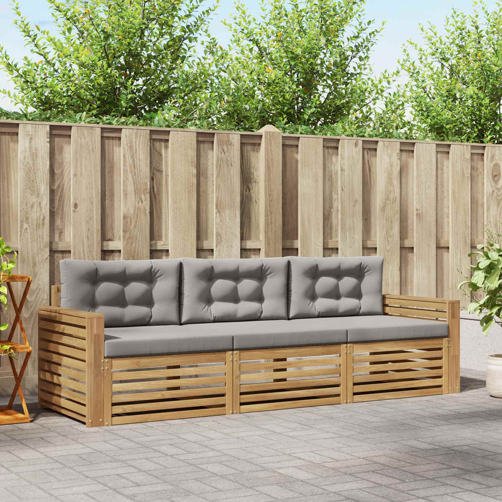 Set vanjskih sofa 3 kom. Bijela i svjetlosiva