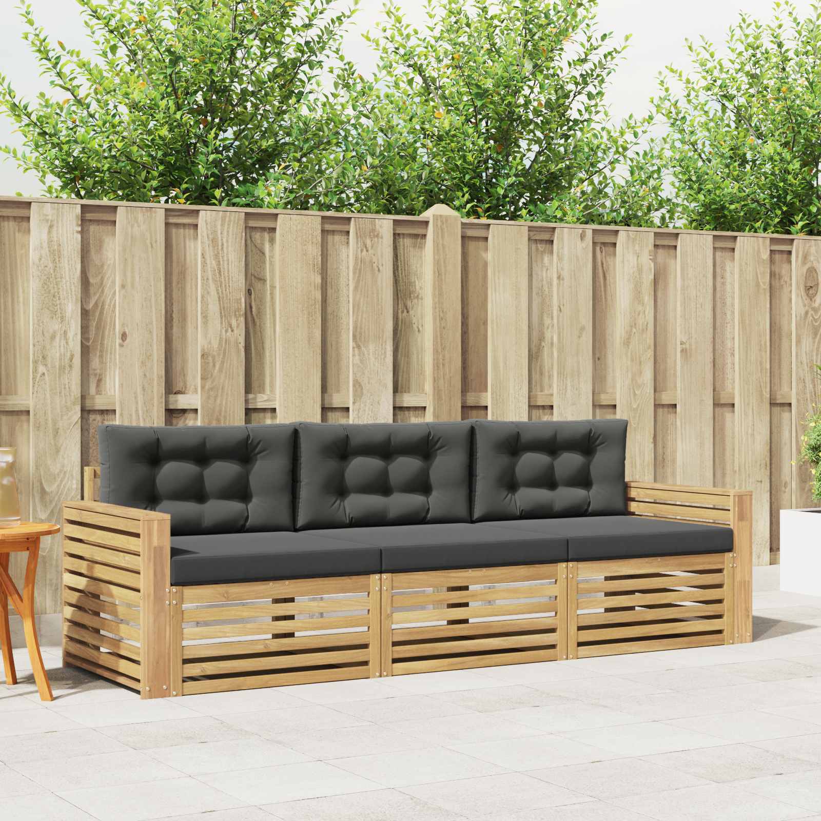 Set vanjskih sofa 3 kom. Bijela i antracit Čvrsto drvo akacije