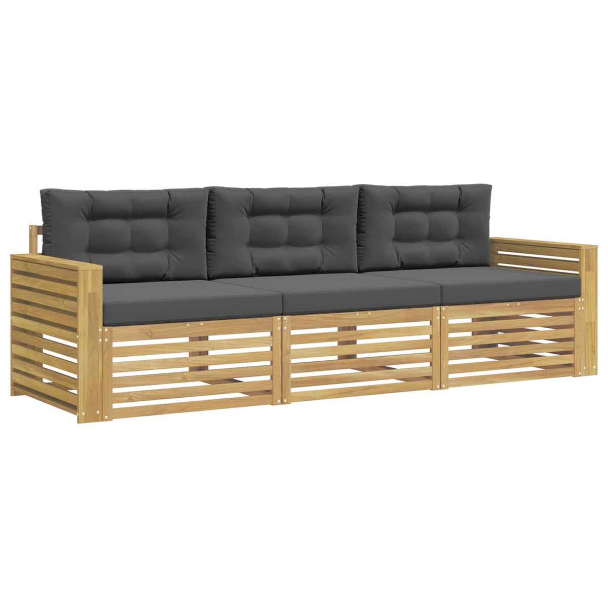 Set vanjskih sofa 3 kom. Bijela i antracit Čvrsto drvo akacije