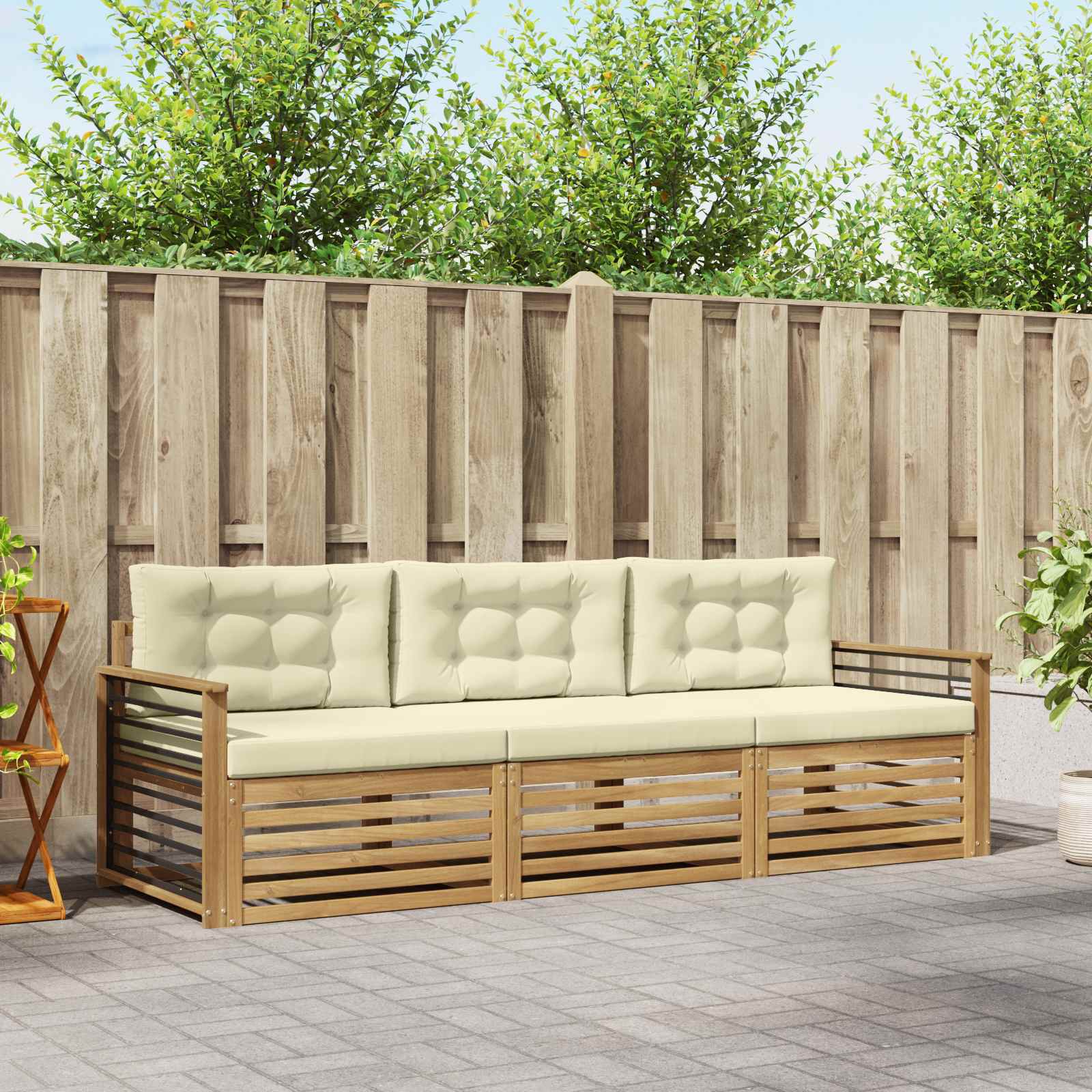 Set vanjskih sofa 3 kom. Bijela i krem Poliester
