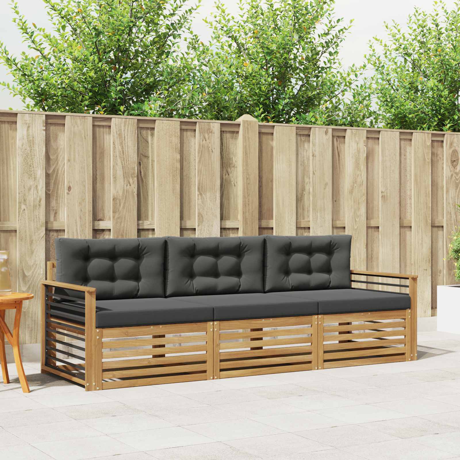 Set vanjskih sofa s jastukom 3 pcs Bijela i antracit Poliester