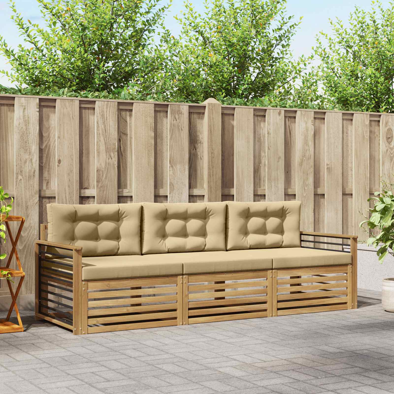 Set vanjskih sofa 3 kom. Bijela i bež Poliester