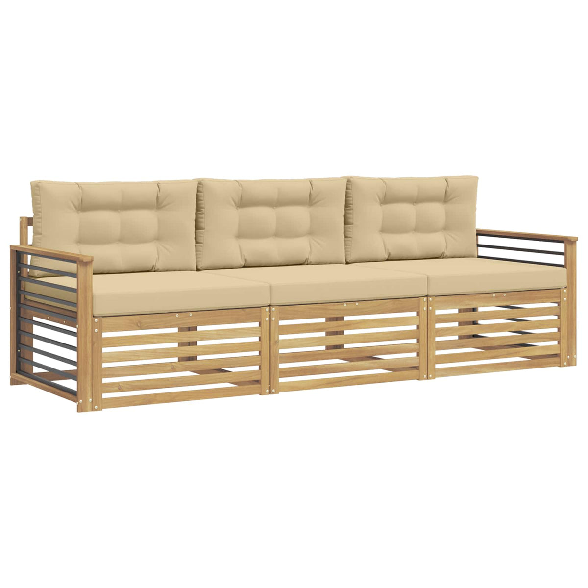Set vanjskih sofa 3 kom. Bijela i bež Poliester
