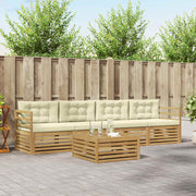 Set vanjskih sofa 5 kom. Bijela i krem Čvrsto drvo akacije