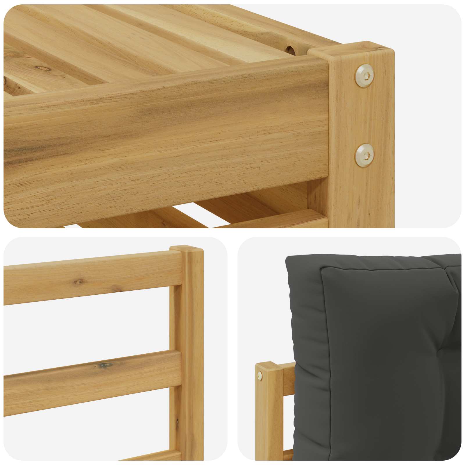 Set vanjskih sofa 5 pcs Bijela i antracit Čvrsto drvo akacije