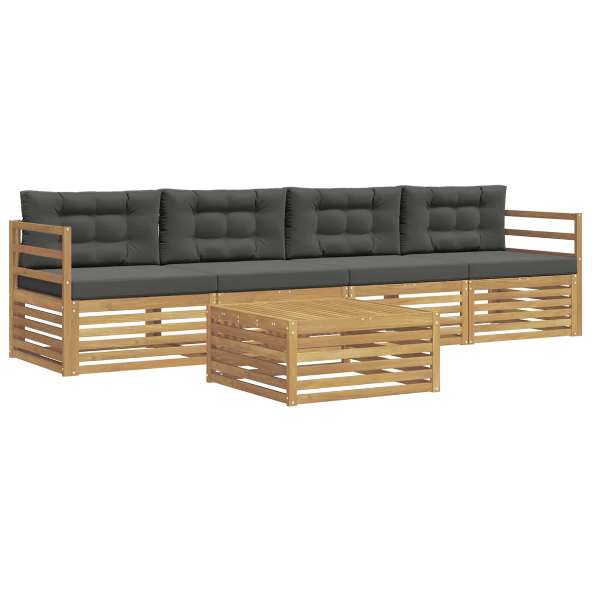 Set vanjskih sofa 5 kom. Bijela i antracit Čvrsto drvo akacije