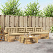 Set vanjskih sofa 5 pcs Bijela i bež Čvrsto drvo akacije