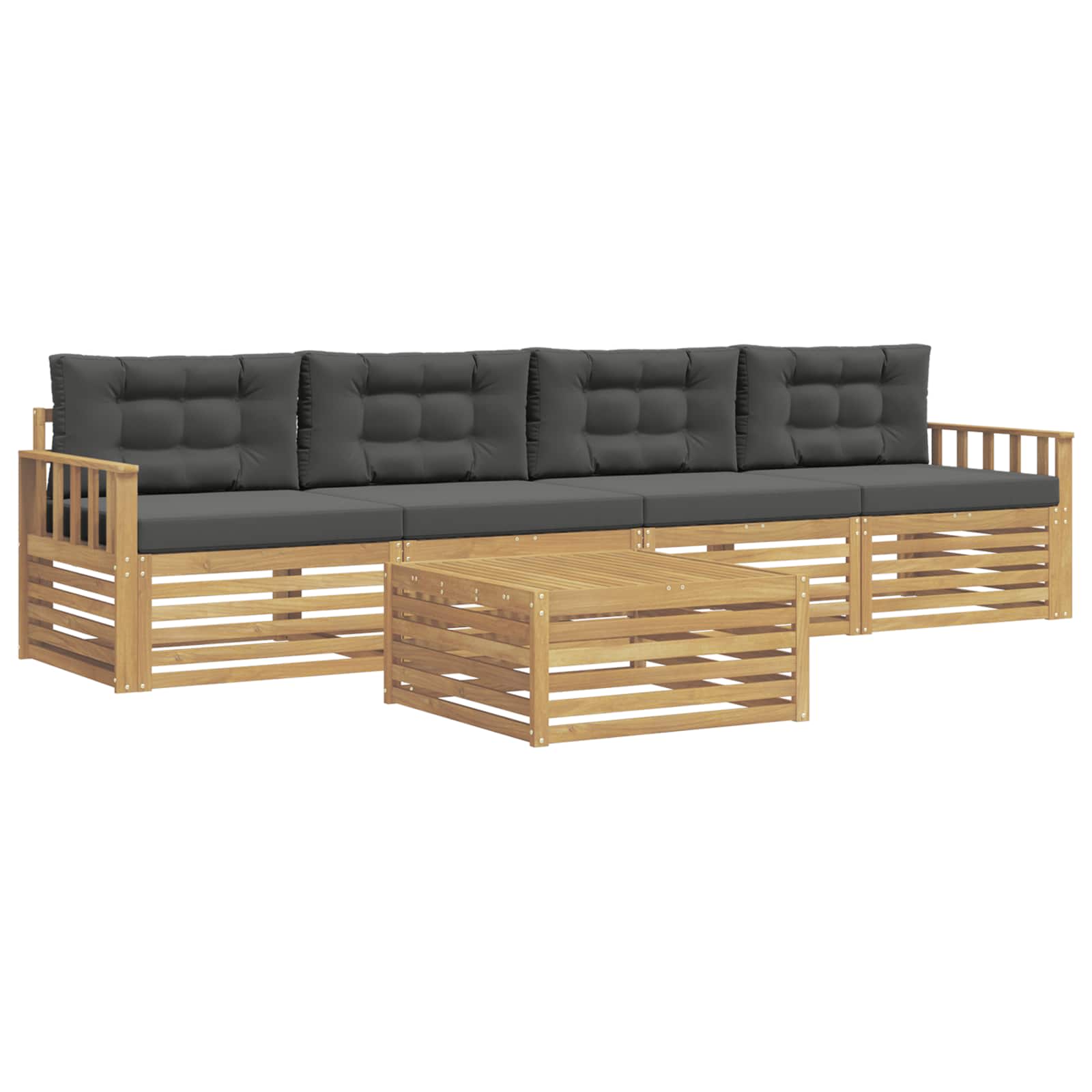 Set vanjskih sofa 5 pcs Bijela i antracit Čvrsto drvo akacije