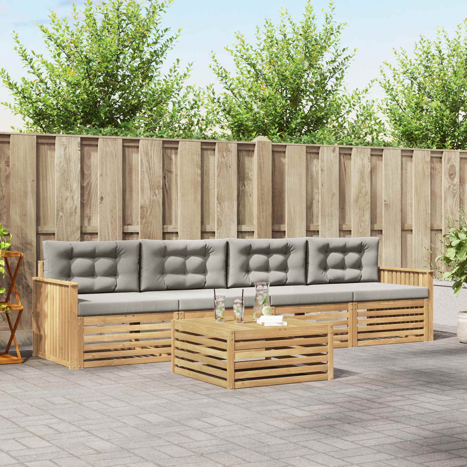 Set vanjskih sofa 5 kom. Bijela i svjetlosiva