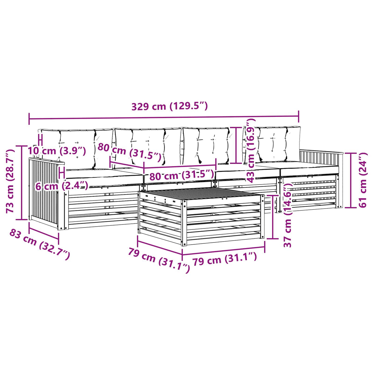 Set vanjskih sofa 5 kom. Bijela i svjetlosiva