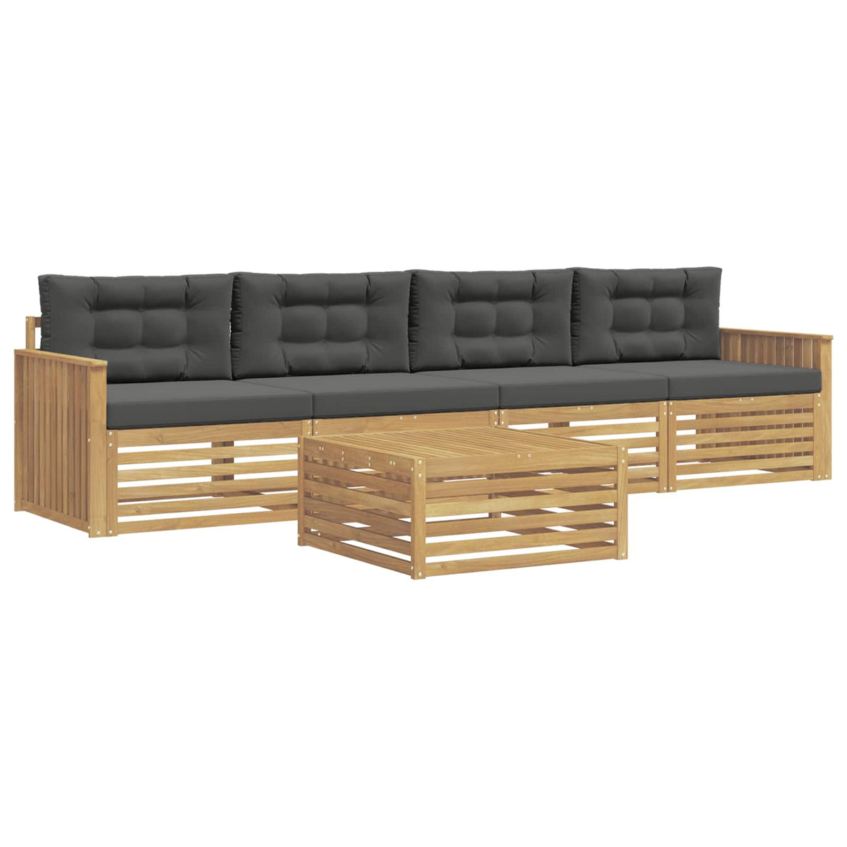 Set vanjskih sofa 5 kom. Bijela i antracit Čvrsto drvo akacije