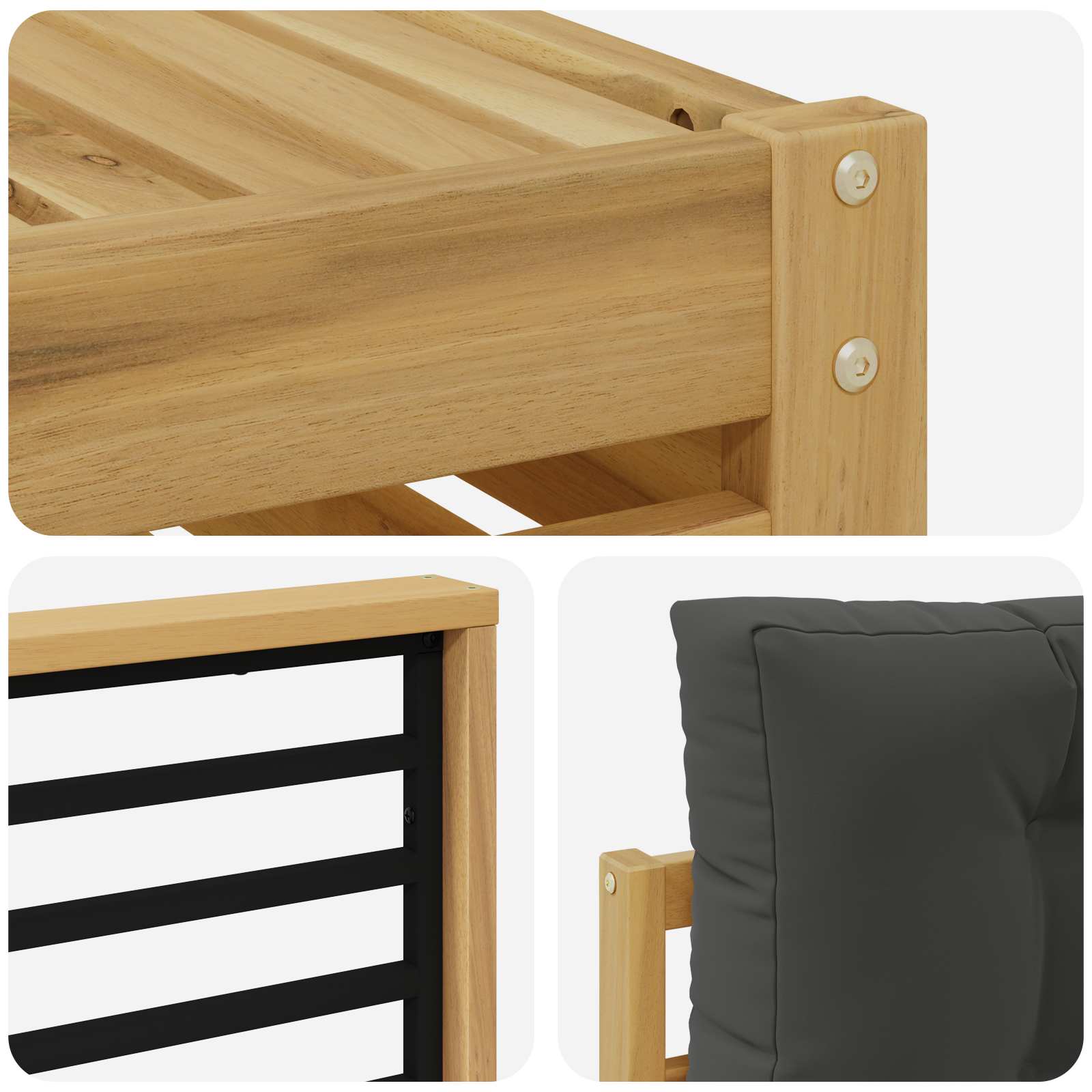 Set vanjskih sofa 5 pcs Bijela i antracit Čvrsto drvo akacije
