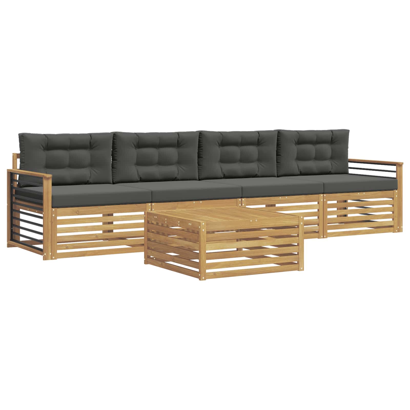 Set vanjskih sofa 5 pcs Bijela i antracit Čvrsto drvo akacije