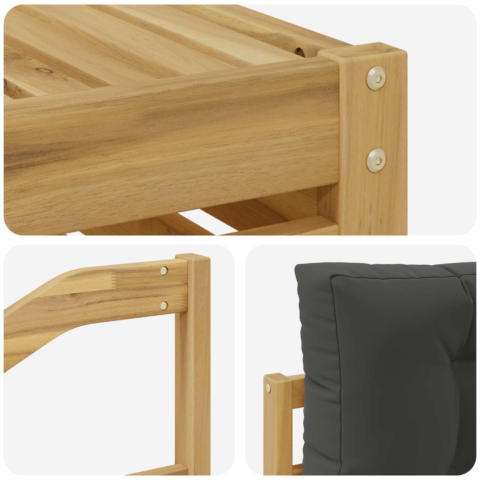 Set vanjskih sofa 5 pcs Bijela i antracit Čvrsto drvo akacije